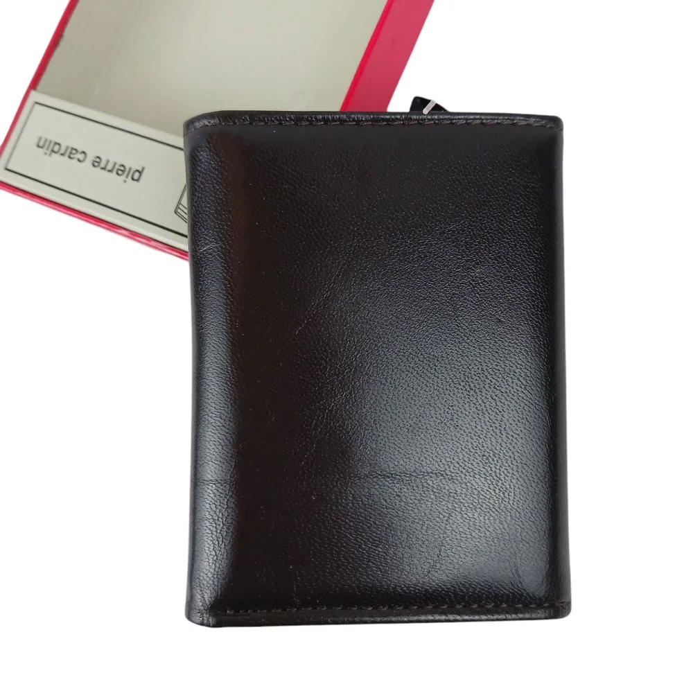 Pierre Cardin Brown Men's Leather Wallet New in Box Trifold